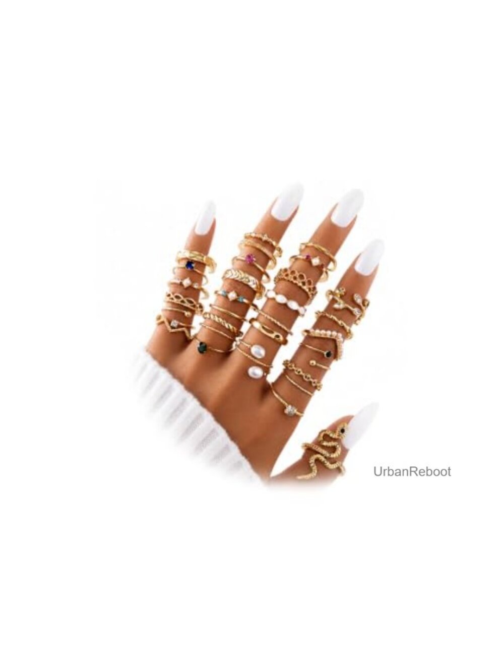 Gold Stackable Rings for Women, Knuckle Midi Statement Ring Set